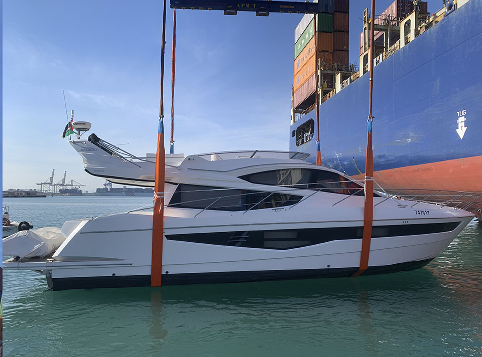 by cargo ship yacht transport